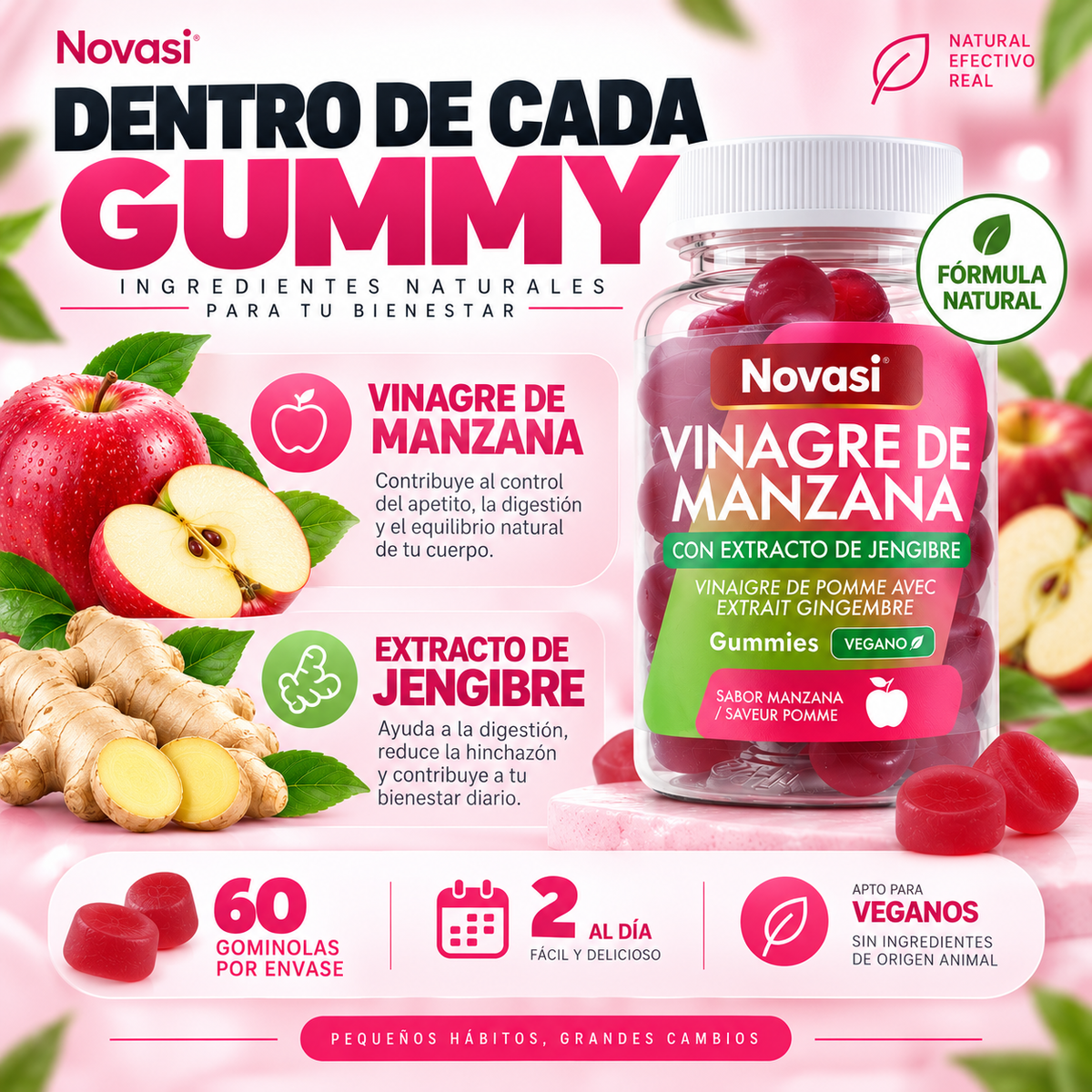 Gummies de Vinagre de Manzana. Reduce la Hinchazón y Mejora tu Figura en Pocas Semanas - 1+1 GRATIS