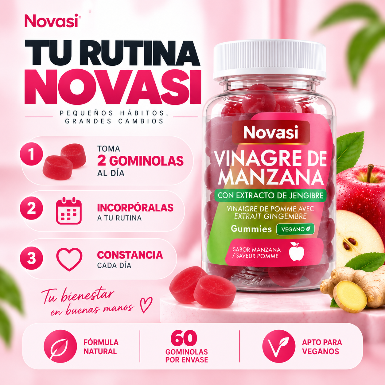 Gummies de Vinagre de Manzana. Reduce la Hinchazón y Mejora tu Figura en Pocas Semanas - 1+1 GRATIS