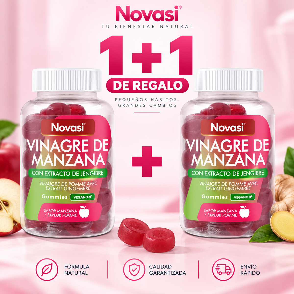 Gummies de Vinagre de Manzana. Reduce la Hinchazón y Mejora tu Figura en Pocas Semanas - 1+1 GRATIS